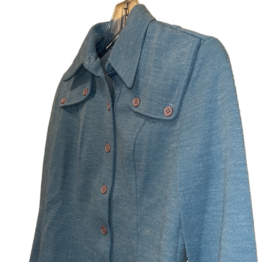 Vtg 70s Retro Jonathon Logan Jr Button Blazer~Light Blue~MCM~See Measurements